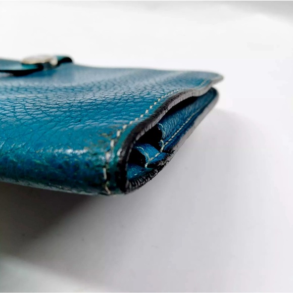 Hermes Cobalt Blue Clemence Leather Dogon Wallet Luxurious Chic Fadhion - Picture 9 of 9